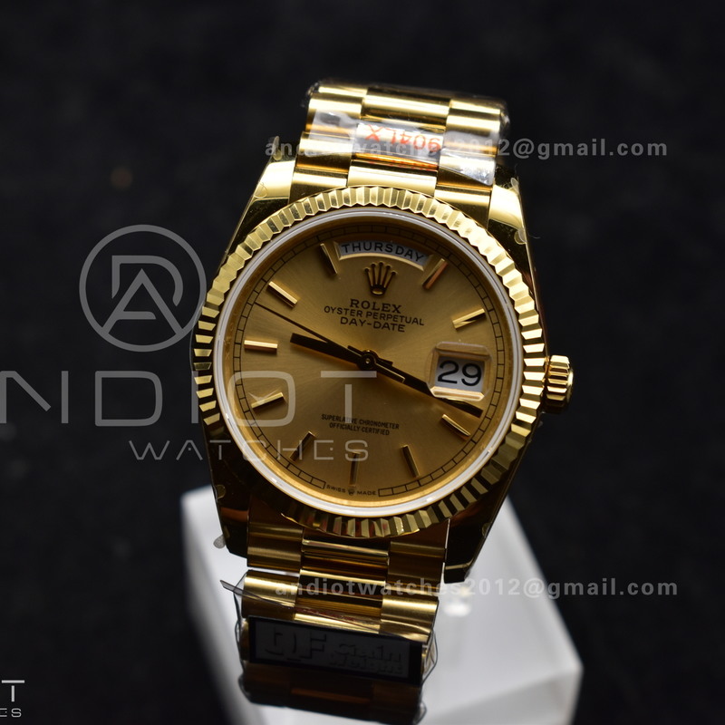 DayDate 36 YG QF Best Edition 904L Steel Gold Dial on President Bracelet vr3255 V5 (Gain Weight)